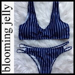 NWOT BLOOMING JELLY  Pinstriped Bikini